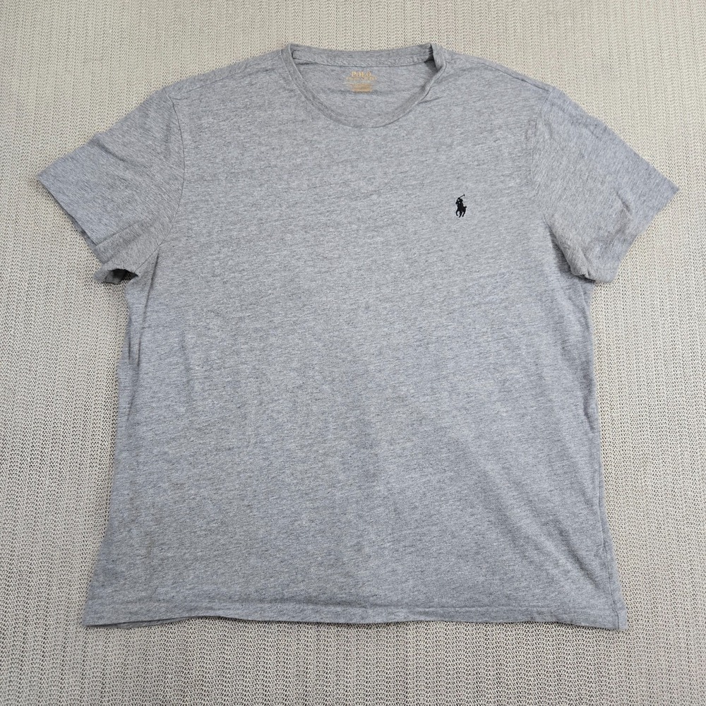 Polo Ralph Lauren Shirt Mens‎ Large Gray Short Sleeve Blue Pony Embroidered Tee